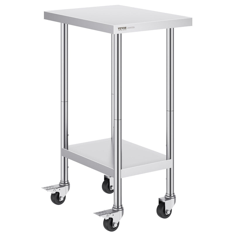 Stainless Steel Work Table 24x18x38 4 Wheels Adjustable