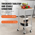 Stainless Steel Work Table 24x18x38 4 Wheels Adjustable