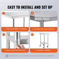 Stainless Steel Work Table 24x18x38 4 Wheels Adjustable