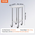 Stainless Steel Work Table 24x18x38 4 Wheels Adjustable