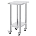 Stainless Steel Work Table 24x18x38 4 Wheels Adjustable
