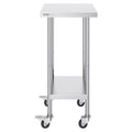 Stainless Steel Work Table 24x18x38 4 Wheels Adjustable