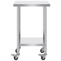 Stainless Steel Work Table 24x18x38 4 Wheels Adjustable
