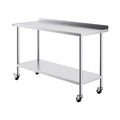 Stainless Steel Work Table 24x60x40 Commercial Food Prep Casters