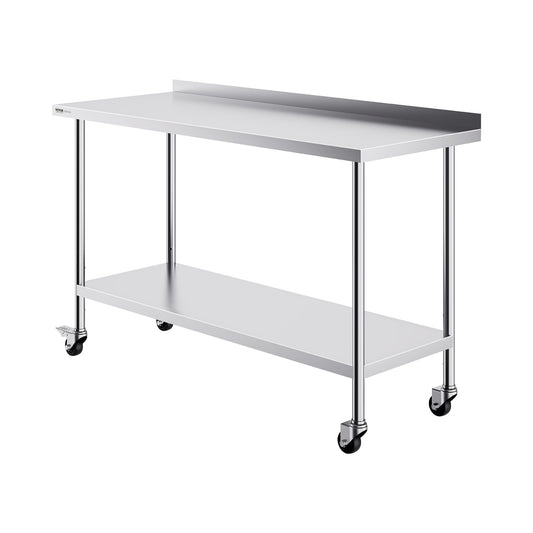 Stainless Steel Work Table 24x60x40 Commercial Food Prep Casters