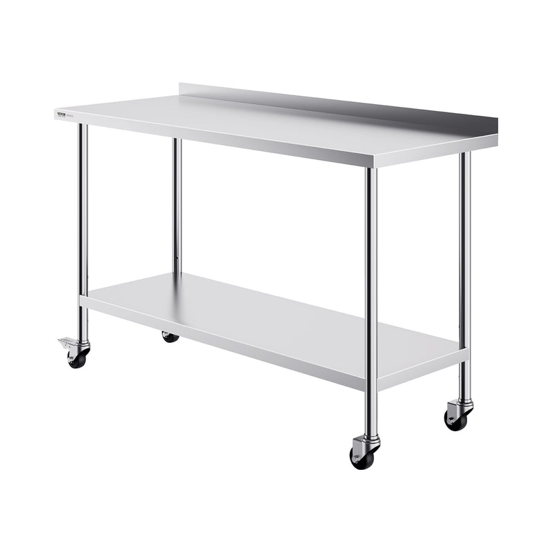 Stainless Steel Work Table 24x60x40 Commercial Food Prep Casters