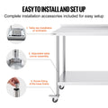 Stainless Steel Work Table 24x60x40 Commercial Food Prep Casters