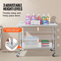 24 x 48 x 40 Inch Stainless Steel Work Table, Commercial Food Prep Worktable with Casters, Heavy Duty Prep Worktable, Metal Work Table with Adjustable Height for Restaurant, Home and Hotel