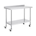 24 x 48 x 40 Inch Stainless Steel Work Table, Commercial Food Prep Worktable with Casters, Heavy Duty Prep Worktable, Metal Work Table with Adjustable Height for Restaurant, Home and Hotel