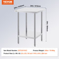 Stainless Steel Prep Table 24x24x34in 3 Adjustable Height Levels
