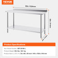 Stainless Steel Work Table 24x60x36 Commercial Food Prep
