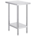 Stainless Steel Prep Table, 24 x 18 x 34 Inch, Heavy Duty Metal Worktable with 3 Adjustable Height Levels, Commercial Workstation for Kitchen Garage Restaurant Backyard