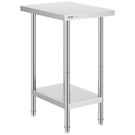 Stainless Steel Prep Table 24x18" 3 Adjustable Height Levels