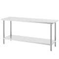 Stainless Steel Prep Table, 24 x 72 x 34 Inch, Heavy Duty Metal Worktable with 3 Adjustable Height Levels, Commercial Workstation for Kitchen Garage Restaurant Backyard