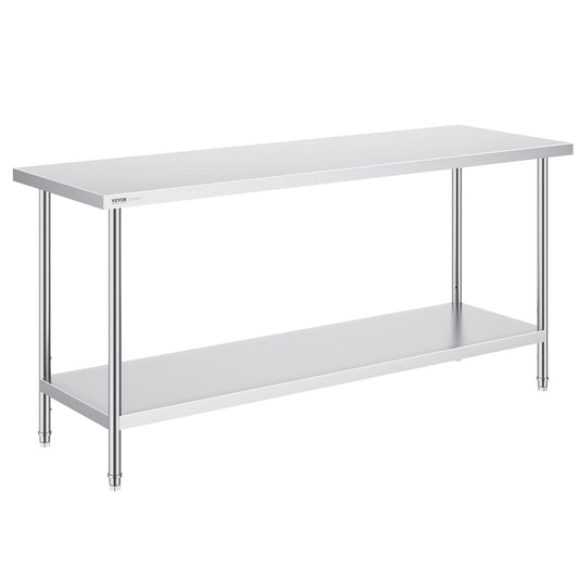 Stainless Steel Prep Table 24x72" 3 Shelf Heavy Duty Workbench