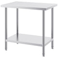 Stainless Steel Prep Table, 24 x 36 x 34 Inch, Heavy Duty Metal Worktable with 3 Adjustable Height Levels, Commercial Workstation for Kitchen Garage Restaurant Backyard