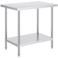 Stainless Steel Prep Table, 24 x 36 x 34 Inch, Heavy Duty Metal Worktable with 3 Adjustable Height Levels, Commercial Workstation for Kitchen Garage Restaurant Backyard