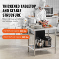 Stainless Steel Prep Table 24x36 3 Shelf Commercial Worktable