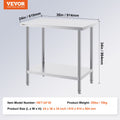 Stainless Steel Prep Table 24x36 3 Shelf Commercial Worktable