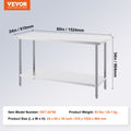 Stainless Steel Work Table 24x60x34in Commercial Food Prep
