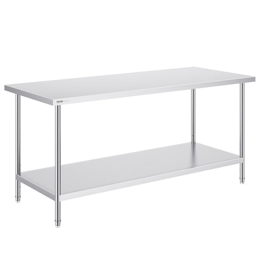 Stainless Steel Prep Table 30x72x34 Inch 3 Shelf Commercial