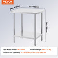 Stainless Steel Prep Table 24x30x34 3 Shelves Adjustable