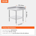 Stainless Steel Work Table 24x24x26 Prep Backsplash Commercial