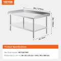Stainless Steel Work Table 762x1219x660mm Commercial Food Prep