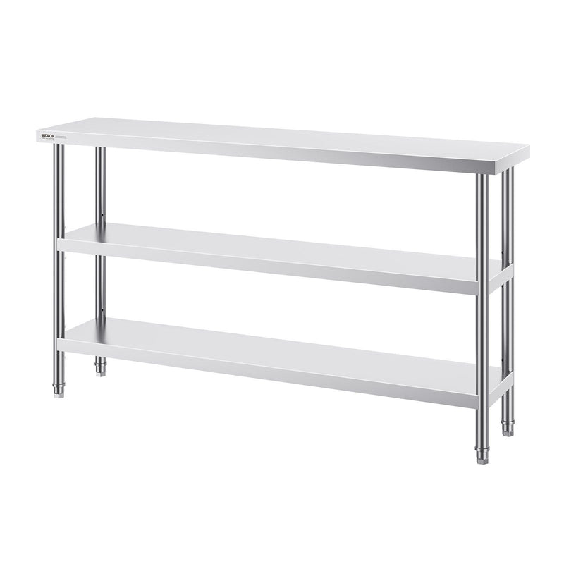 Stainless Steel Food Prep Table 356x1524x864mm 2 Shelf