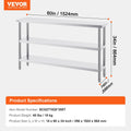 Stainless Steel Food Prep Table 356x1524x864mm 2 Shelf
