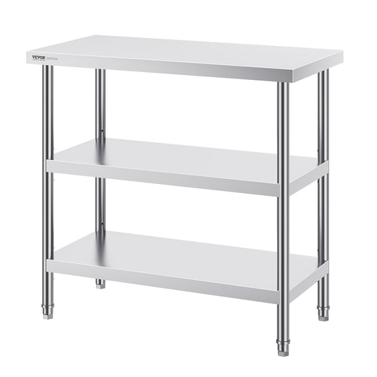 Stainless Steel Prep Table 18x36" Commercial Kitchen Worktable 2 Shelf