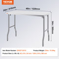Stainless Steel Folding Prep Table 1220x610mm Commercial