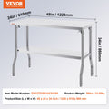 Folding Commercial Prep Table 1220x610mm Stainless Steel Work