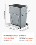 Pullout Trash Can Kitchen Cabinet Undermount Waste Bin Metal Slide