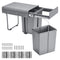 Pullout Trash Can for Kitchen Cabinets, 20+10+10L Double Under Sink Garbage Waste Recycling Bin, Under Mount Waste Container, with Heavy Duty Metal Full Extension Sliding System and Handle