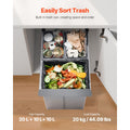 Pullout Trash Can for Kitchen Cabinets, 20+10+10L Double Under Sink Garbage Waste Recycling Bin, Under Mount Waste Container, with Heavy Duty Metal Full Extension Sliding System and Handle