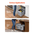 Pullout Trash Can for Kitchen Cabinets, 20+10+10L Double Under Sink Garbage Waste Recycling Bin, Under Mount Waste Container, with Heavy Duty Metal Full Extension Sliding System and Handle