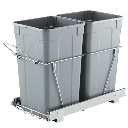 Double 50L Under Sink Pull Out Waste Bin Kitchen Cabinet Recycling