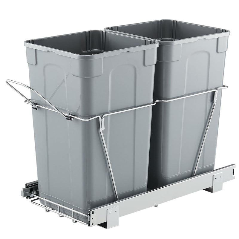 Double 50L Under Sink Pull Out Waste Bin Kitchen Cabinet Recycling