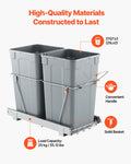 Double 50L Under Sink Pull Out Waste Bin Kitchen Cabinet Recycling