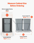 Double 50L Under Sink Pull Out Waste Bin Kitchen Cabinet Recycling