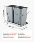 Double 50L Under Sink Pull Out Waste Bin Kitchen Cabinet Recycling