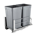 Pull-Out Trash Can 27QT x2 Double Under Mount Kitchen Waste Bin Grey
