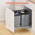 Pull-Out Trash Can 27QT x2 Double Under Mount Kitchen Waste Bin Grey