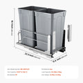 Pull-Out Trash Can 27QT x2 Double Under Mount Kitchen Waste Bin Grey