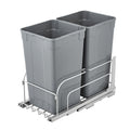 Pull-Out Trash Can 27QT x2 Double Under Mount Kitchen Waste Bin Grey