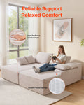 Artiss 210cm Corduroy Chaise Lounge Sectional Sofa Beige