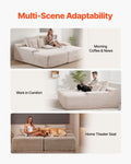 Artiss 210cm Corduroy Chaise Lounge Sectional Sofa Beige