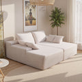 Artiss 210cm Corduroy Chaise Lounge Sectional Sofa Beige