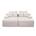 Artiss 210cm Corduroy Chaise Lounge Sectional Sofa Beige